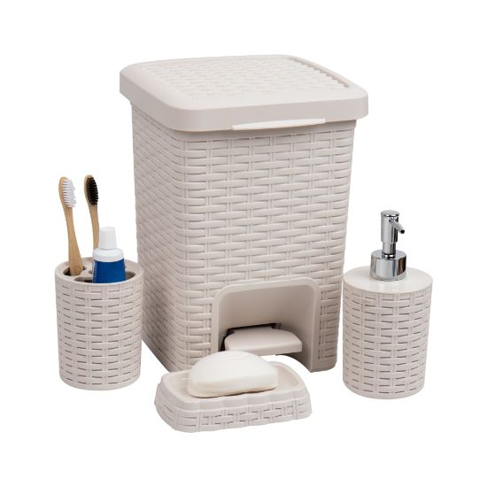 Picture of Mind Reader Basket Collection 4-Piece Bathroom Set, Ivory