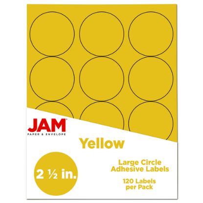 Picture of JAM Paper Circle Labels, 2-1/2in, Yellow, Pack Of 120 Labels