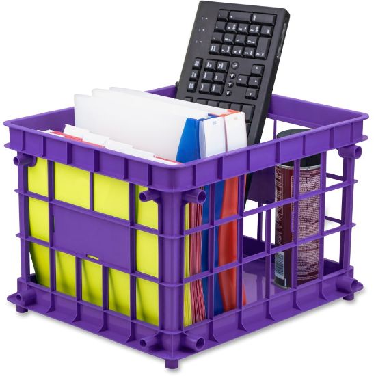 Picture of Storex Stackable Storage Crates, Medium Size,  11 2/10in x 14 3/10in x 17 3/10in, Assorted Colors, Set Of 3