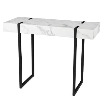 Picture of SEI Furniture Rangley Modern Faux Marble Console Table, 29-3/4inH x 39-1/4inW x 15-1/2inD, Black/White