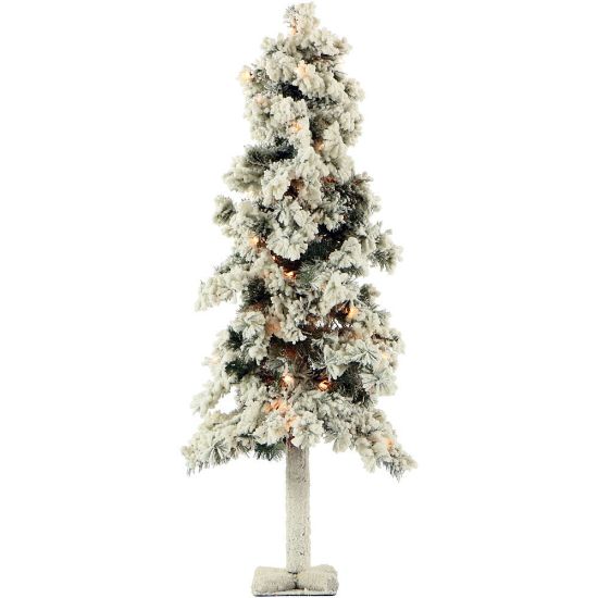 Picture of Fraser Hill Farm Artificial Snowy Alpine Trees With Clear Lights, 4ft