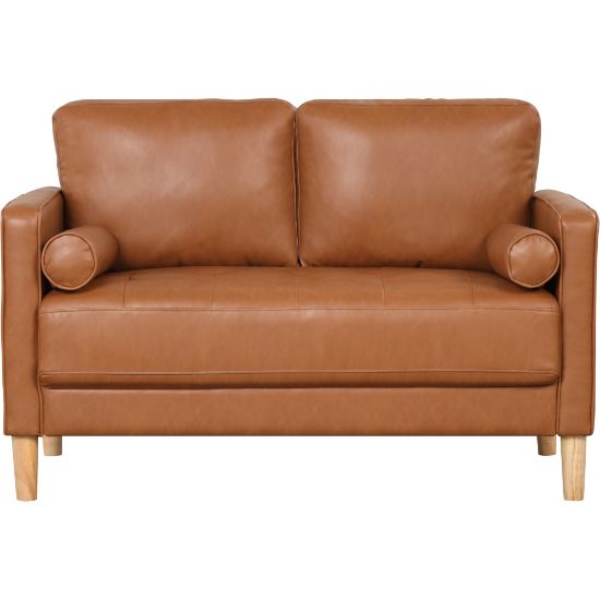 Picture of Lifestyle Solutions Lyla Faux Leather Loveseat, 33-1/2inH x 52-2/5inW x 31-1/8inD, Caramel