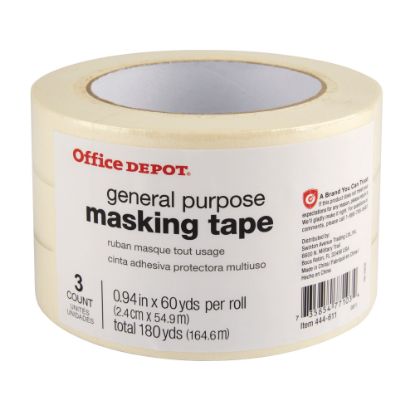 Picture of Office Depot Brand General-Purpose Masking Tape, 0.94in x 60 Yd., Pack Of 3 Rolls