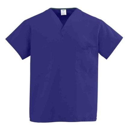 Picture of Medline ComfortEase Unisex 1-Pocket Reversible Scrub Top, 2X, Royal Blue