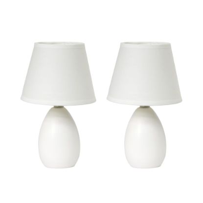 Picture of Simple Designs Mini Egg Oval Ceramic Table Lamp, 9.45inH, Off White, 2pk