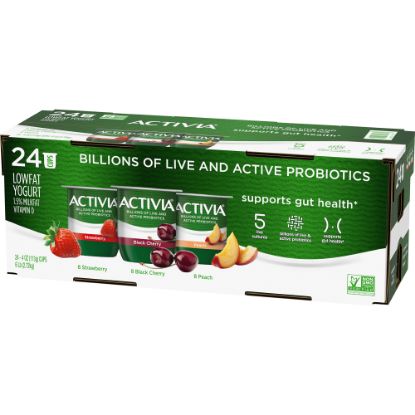 Picture of Activia Probiotic Low-Fat Yogurt Variety Pack, 4 Oz, Pack Of 24 Cups