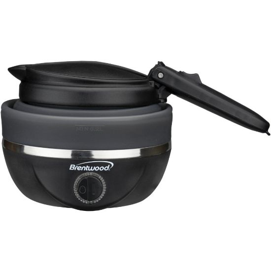 Picture of Brentwood KT-1508BK Dual Voltage 120/220v 0.8L Collapsible Travel Kettle, Black - 800 W - 27.05 fl oz - Black