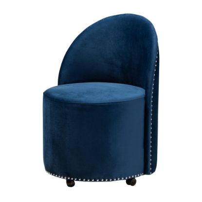 Picture of Baxton Studio Bethel Rolling Accent Chair, Navy Blue