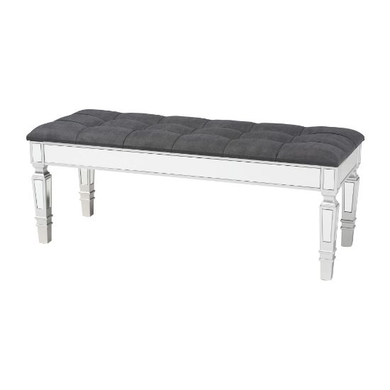 Picture of Baxton Studio Hedia Contemporary Glam Accent Bench, 18-1/2inH x 47-1/4inW x 17-3/4inD, Luxe Gray/Silver