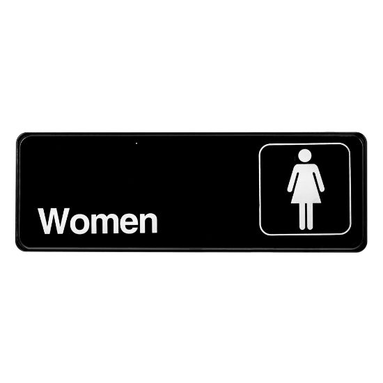 Picture of Alpine Womens Restroom Signs, 3in x 9in, Black/White, Pack Of 15 Signs