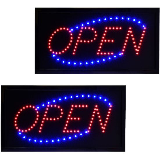 Picture of Alpine LED Rectangular Signs, 10in x 19in x 1in, Open, Pack Of 2 Signs