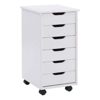 Picture of LinonCasimer 6-Drawer Rolling Home Office Storage Cart, White