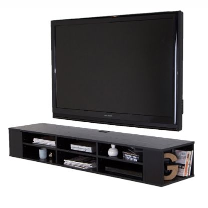 Picture of South Shore City Life 66in Wide Wall Mounted Media Console, Black Oak