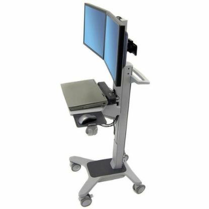 Picture of Ergotron Neo-Flex Dual WideView WorkSpace Cart - 40 lb Capacity - 4 - Aluminum, Plastic, Steel - Gray