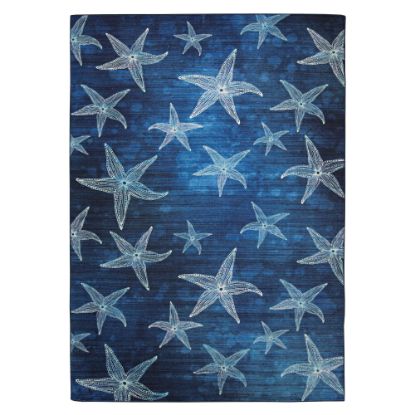 Picture of Linon Washable Outdoor Area Rug, Adelia, 5ft x 7ft, Blue/Light Blue