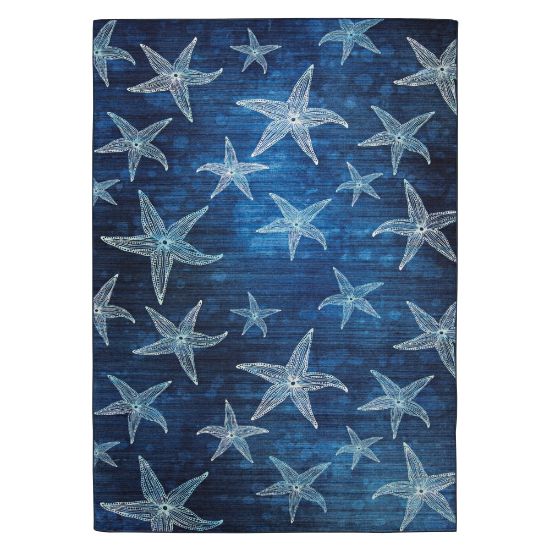 Picture of Linon Washable Outdoor Area Rug, Adelia, 5ft x 7ft, Blue/Light Blue