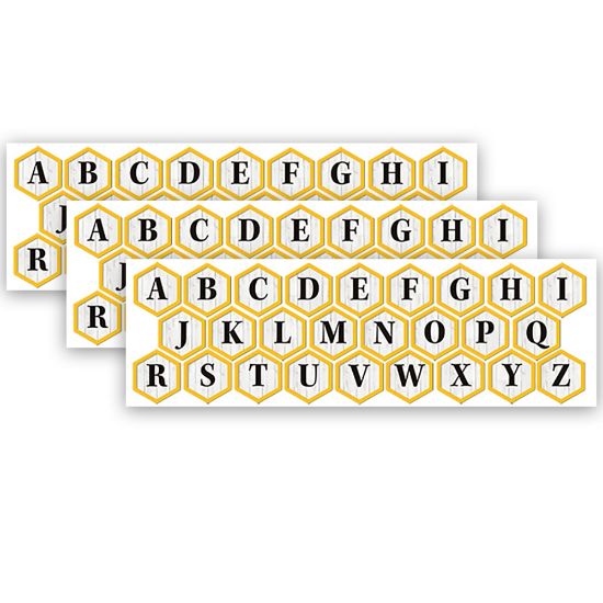 Picture of Eureka 4in Deco Letters, The Hive, 96 Letters Per Pack, Set Of 3 Packs