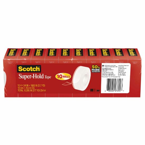 Picture of Scotch Super-Hold Tape, 3/4in x 1,000in, Clear, Pack Of 10 Rolls