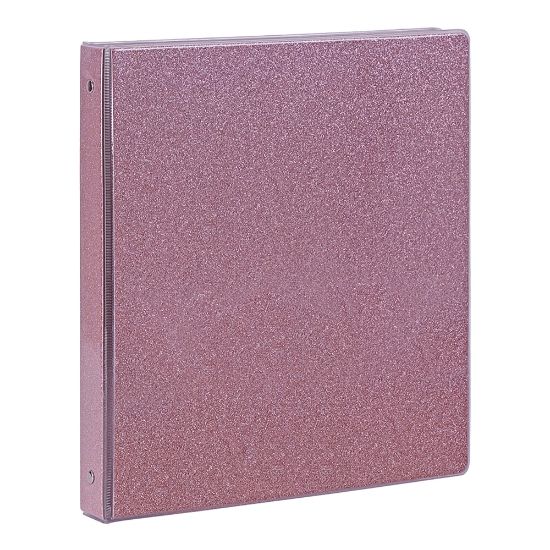 Picture of Office Depot Brand Fashion 3-Ring Binder, 1in Round Rings, Light Pink Glitter