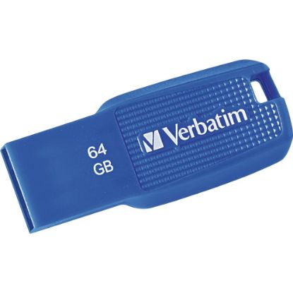 Picture of Verbatim 64GB Ergo USB 3.0 Flash Drive - Blue - The Verbatim Ergo USB drive features an ergonomic design for in-hand comfort and COB design for enhanced reliability.