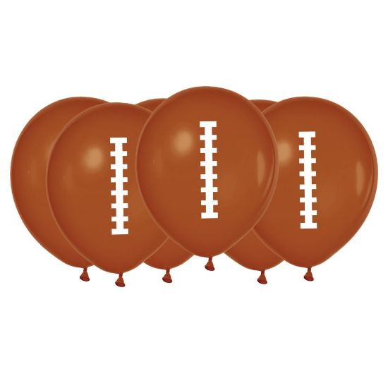 Picture of Amscan Latex Football Balloons, 12in x 12in, 6 Balloons Per Pack, Set Of 6 Packs