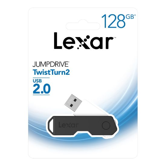 Picture of Lexar JumpDrive TwistTurn2 USB 2.0 Flash Drive, 128GB, Black, LJDTT2-128ABNABK