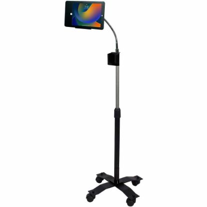 Picture of CTA Digital Compact Security Gooseneck Floor Stand for iPad (Gen. 5-6), iPad Pro 9.7, and iPad Air (Gen. 1-2) - Up to 9.7in Screen Support - 58in Height x 17.5in Width x 17.5in Depth - Floor - Metal