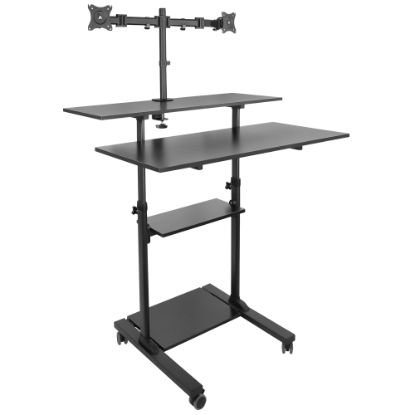 Picture of Mount-It! MI-7972 Mobile Standing Desk Workstation, With Dual-Monitor Mount, 72-1/4inH x 39-1/2inW x 26inD, Black