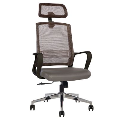 Picture of Sinfonia Song Ergonomic Mesh/Fabric High-Back Task Chair With Antimicrobial Protection, Loop Arms, Headrest, Copper/Gray/Black