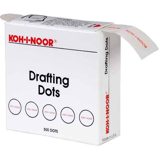 Picture of Koh-I-Noor Drafting Dots - Paper - Self-adhesive, Removable, Residue-free - Dispenser Included - 1 / Box - White