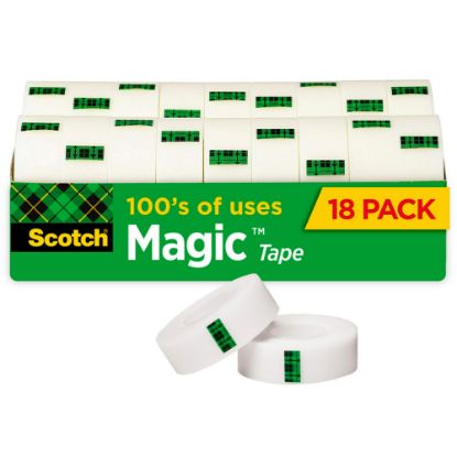 Picture of Scotch Magic Tape, Invisible, 3/4 in x 1000 in, 18 Tape Rolls, Clear, Home Office and School Supplies