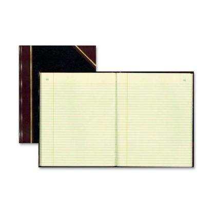 Picture of Rediform Black Texhide Cover Record Books - 150 Sheet(s) - Thread Sewn - 8.37in x 10.37in Sheet Size - Black - Green Sheet(s) - Brown, Green Print Color - Black Cover - Recycled - 1 Each