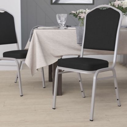 Picture of Flash Furniture HERCULES Series Crown Back Stacking Banquet Chair, Black/Silver