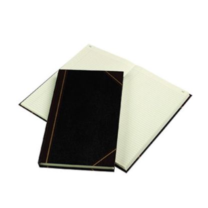 Picture of Rediform Texhide Cover Record Books with Margin - 300 Sheet(s) - Thread Sewn - 8 3/4in x 14 1/4in Sheet Size - Green Sheet(s) - Brown, Green Print Color - Black Cover - Recycled - 1 Each