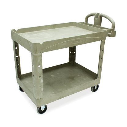 Picture of Rubbermaid Two-Tiered Full-Service Cart, 33 1/4inH x 45 1/4inW x 25 3/4inD, Beige