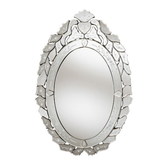 Picture of Baxton Studio Floral Oval Accent Wall Mirror, 30in x 20in, Antique Silver