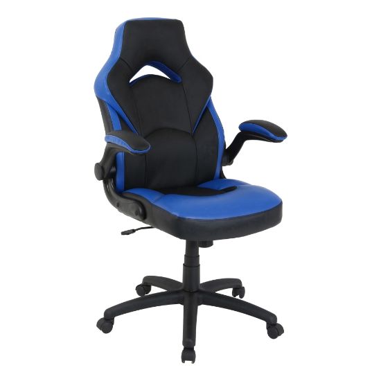 Picture of Lorell Bucket High-Back Gaming Chair, Black/Blue