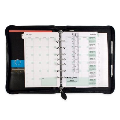 Picture of Day-Timer Bonded Leather Binder And Starter Set Organizer, 5 1/2in x 8 1/2in, Black