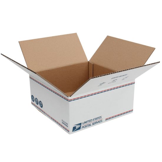 Picture of United States Post Office Shipping Box, 12in x 12in x 5-1/2in, White