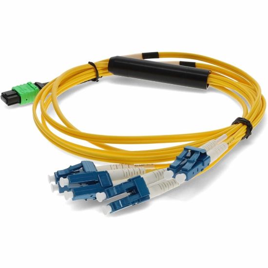 Picture of AddOn 5m Arista Networks CAB-M12P4LC-S5 Compatible MPO (Female) to 8xLC (Male) 8-Strand Yellow OS2 OFNR (Riser-Rated) Fiber Fanout Cable - 100% compatible and guaranteed to work