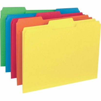 Picture of Business Source 1/3-Cut Colored Interior File Folders, Letter Size, Assorted Colors, Box Of 100 Folders