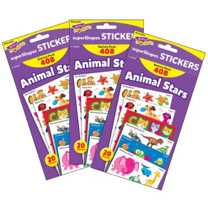 Picture of Trend superShapes Stickers, Animal Stars, 408 Stickers Per Pack, Set Of 3 Packs