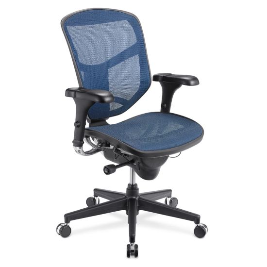 Picture of WorkPro Quantum 9000 Series Ergonomic Mesh/Mesh Mid-Back Chair, Black/Blue, BIFMA Compliant