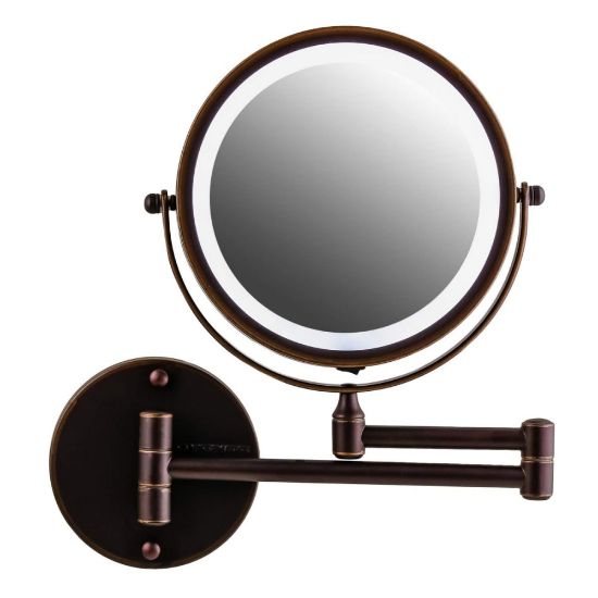 Picture of Ovente Wall-Mounted Double-Sided Vanity Makeup Mirror, 7X Magnification, Antique Bronze