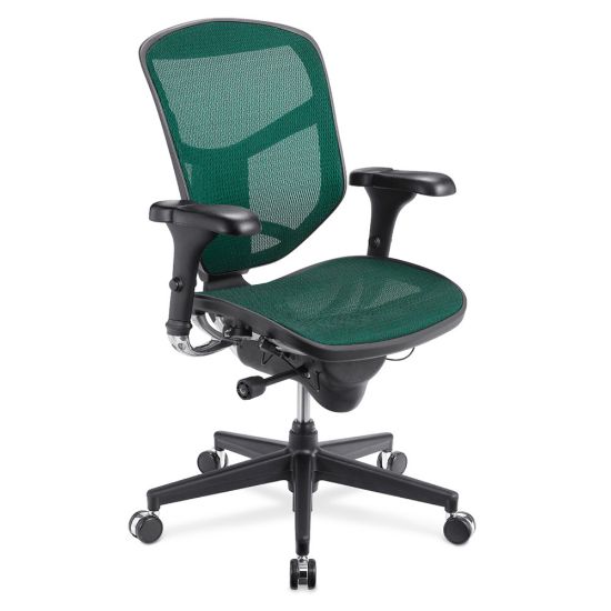 Picture of WorkPro Quantum 9000 Series Ergonomic Mesh/Mesh Mid-Back Chair, Black/Green, BIFMA Compliant