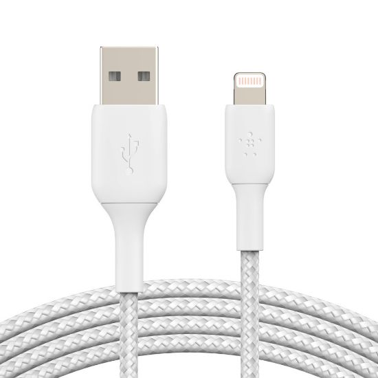 Picture of Belkin Lightning-To-USB-A Braided Cable, 3.3 ft/1M White