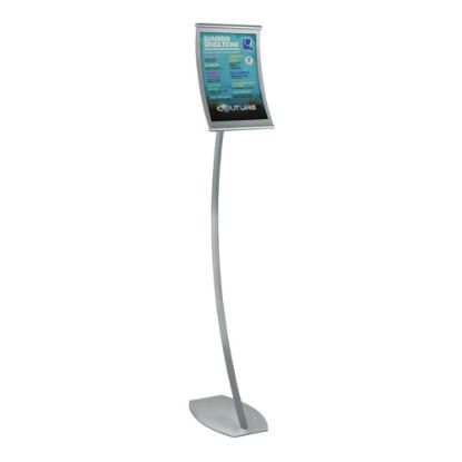 Picture of Azar Displays Curved Metal Floor Stand, Letter Size, 52inH, Silver