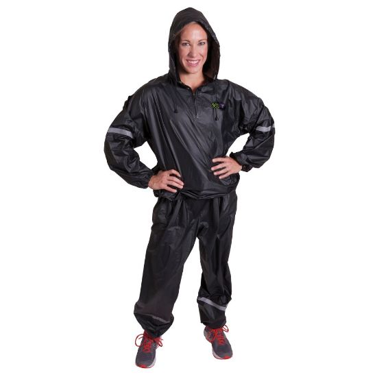 Picture of GoFit 2-Piece Hooded Sweat Suit, Small/Medium, Black