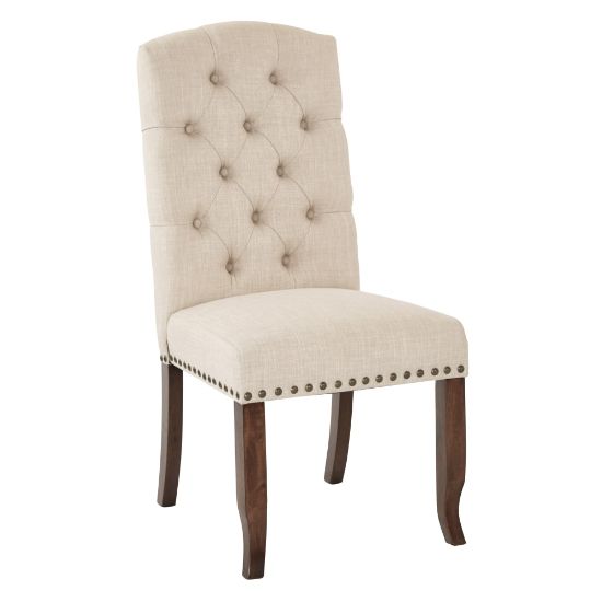 Picture of Ave Six Jessica Tufted Dining Chair, Linen/Coffee