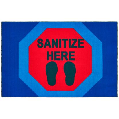 Picture of Carpets for Kids KID$Value Rugs Stop To Sanitize Here Activity Rug, 4ft x 6ft , Blue